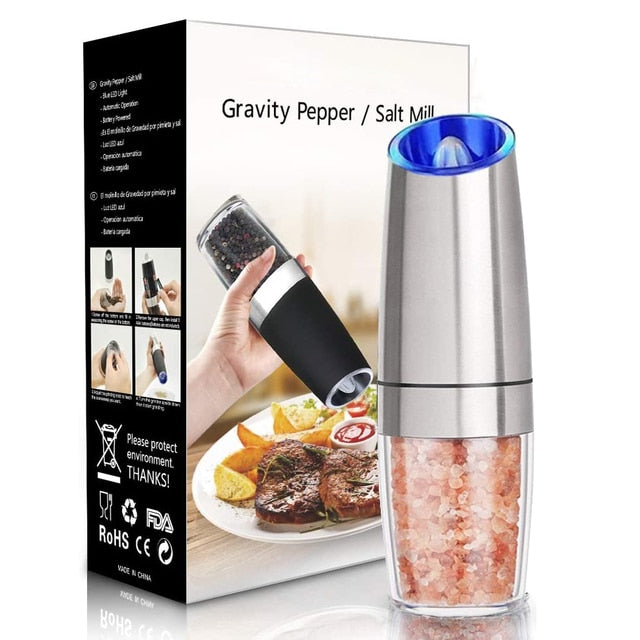 1pc Gravity Electric Pepper And Salt Grinder, Adjustable
